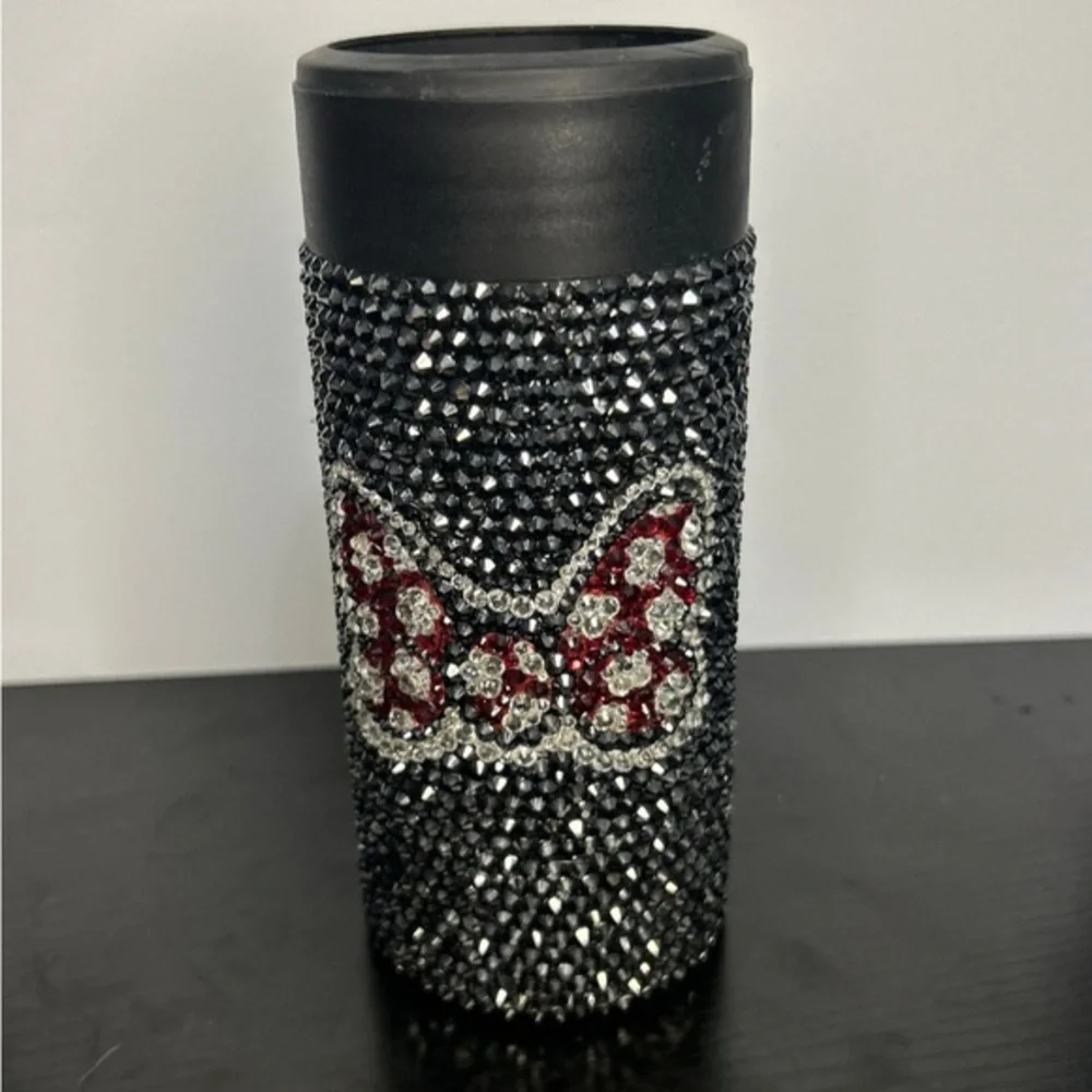 Minnie Mouse Bow Rhinestone Slim Can Holder Koozie